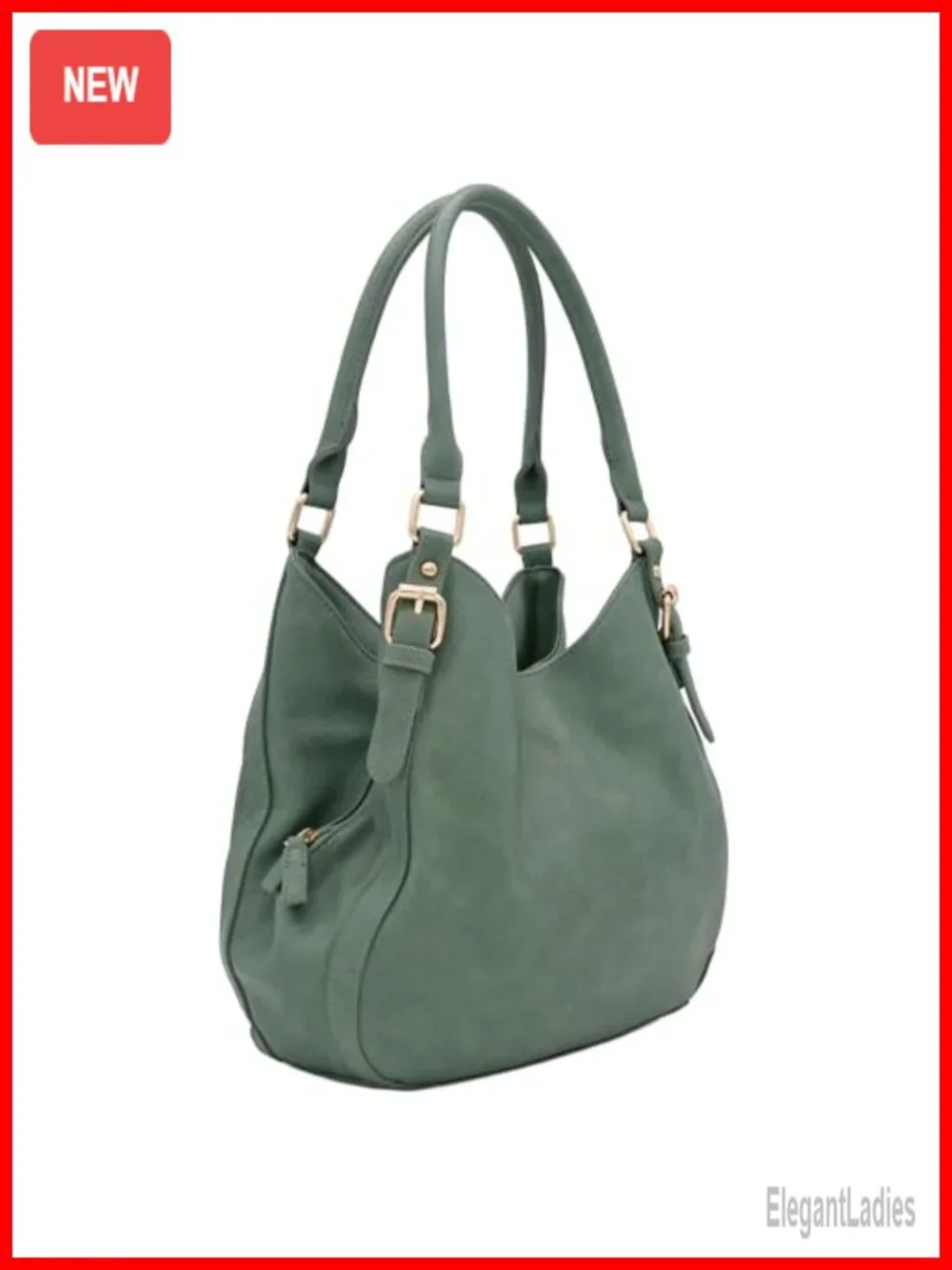 Lightweight Faux Leather 3 Compartment Medium Hobo Bag Top Handles